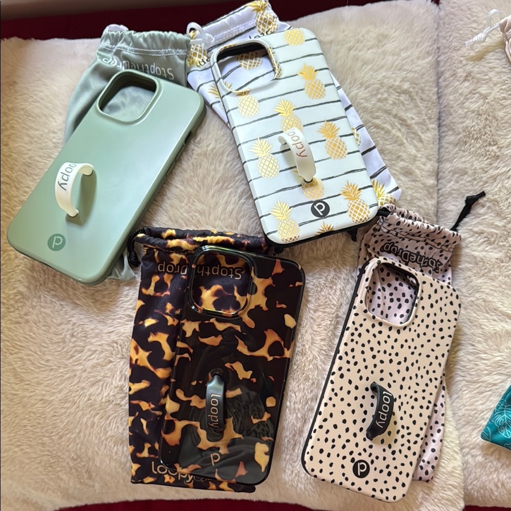 Loopy Case  (8) Set IPhone 13 Pro Max - Mint, Pineapple, Leopard, Polka Dot